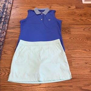 Woman’s golf skirt and matching sleeveless top.